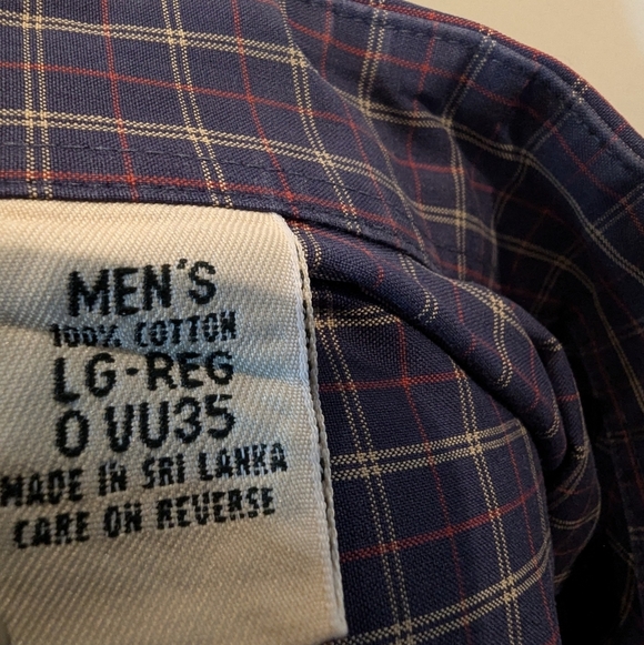 LL Bean Men's Blue Checkered Shirt Mens L Reg, Blue Red Yellow NWOT - Picture 7 of 11